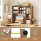Costway Desktop Bookshelf Desk Storage Hutch with 7 Open Cubbies & 3 Adjustable Shelves Natural/Beige/Gray/Brown/White